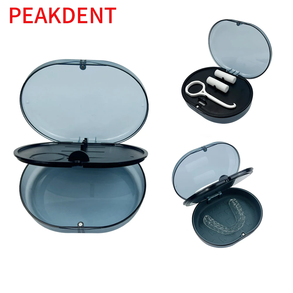 1Pcs Dental 2 Layers Orthodontic Retainer Braces Storage Box With Mirror Teeth Cases Denture Box Magnetic Denture Cleaning Case