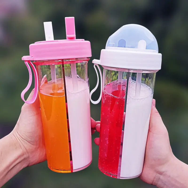 

Obelix Double Sippy Drink Cup Creative Water Bottle Lovers Drink Cup Outdoor Sports Cups Coffee Mugs Double-Tube Opening Design