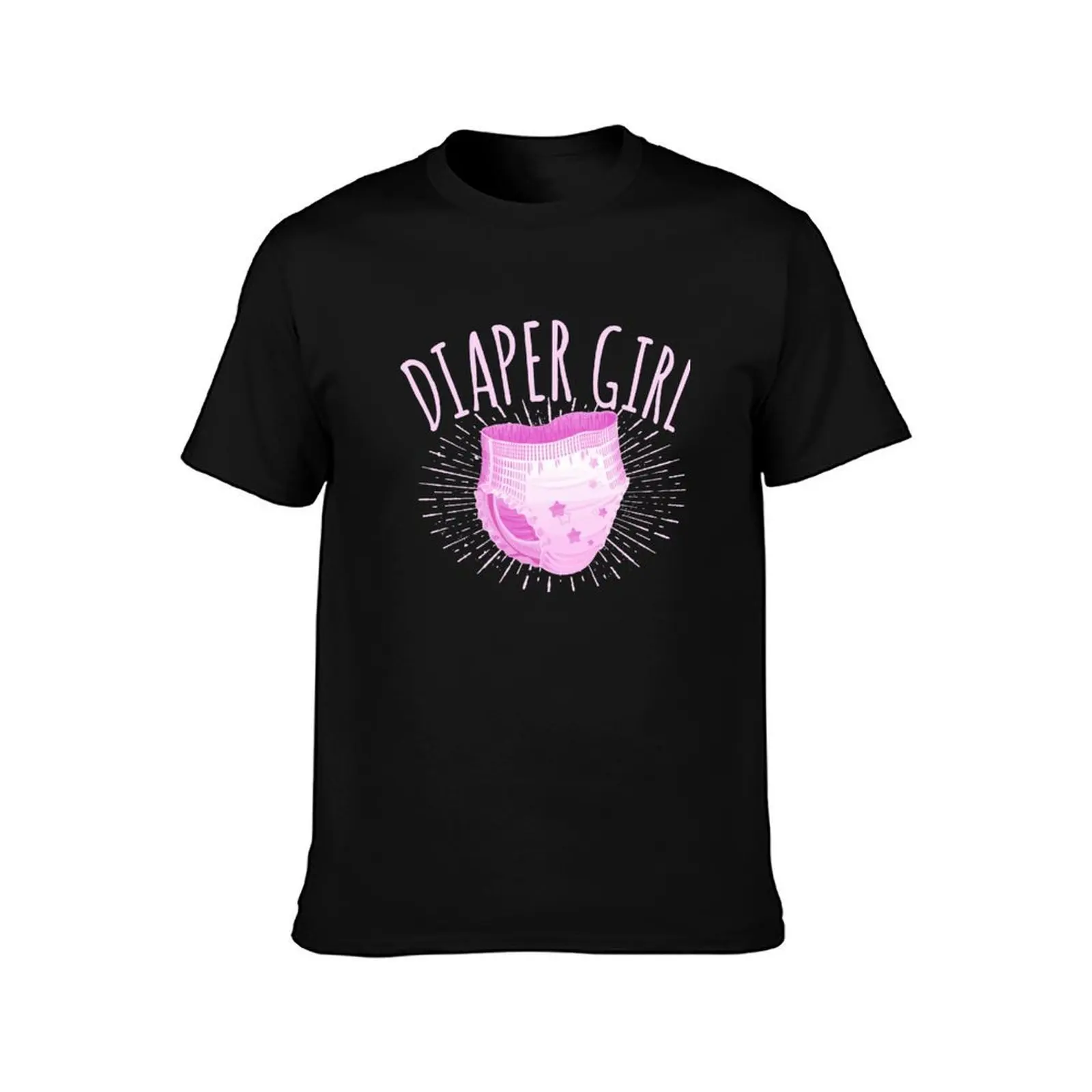 ABDL DiaperGirl Diaper GirlDDLG adult baby diaper T-Shirt, Summer Casual Cotton Tee, Oversized Streetwear Tops, Unisex Men Women