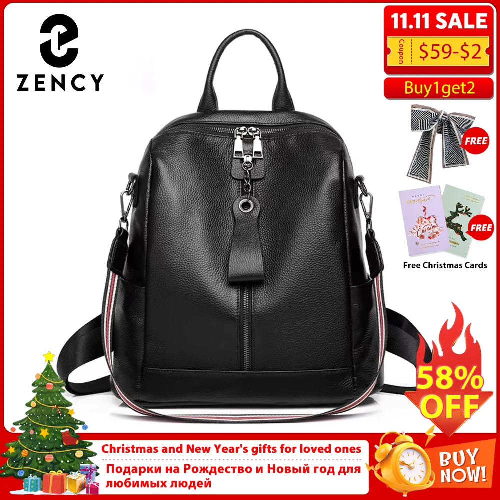 

Zency Soft Genuine Leather Backpack Simple Casual Large Capacity Women's Knapsack Travel Outdoor Female Rucksack Shoulder Bag