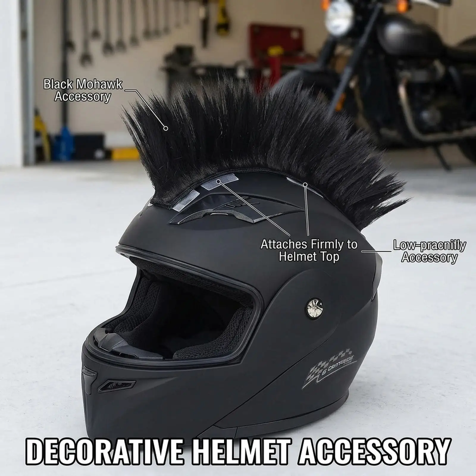 

Fashion Helmet Wig Headdress Universal Motorcycle Ornament for Cosplay Parties and Event Decoration