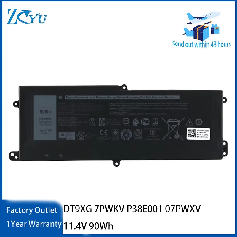 DT9XG Laptop Battery for Dell Alienware Area-51m ALWA51M 7PWKV P38E001 07PWXV 11.4V 90Wh
