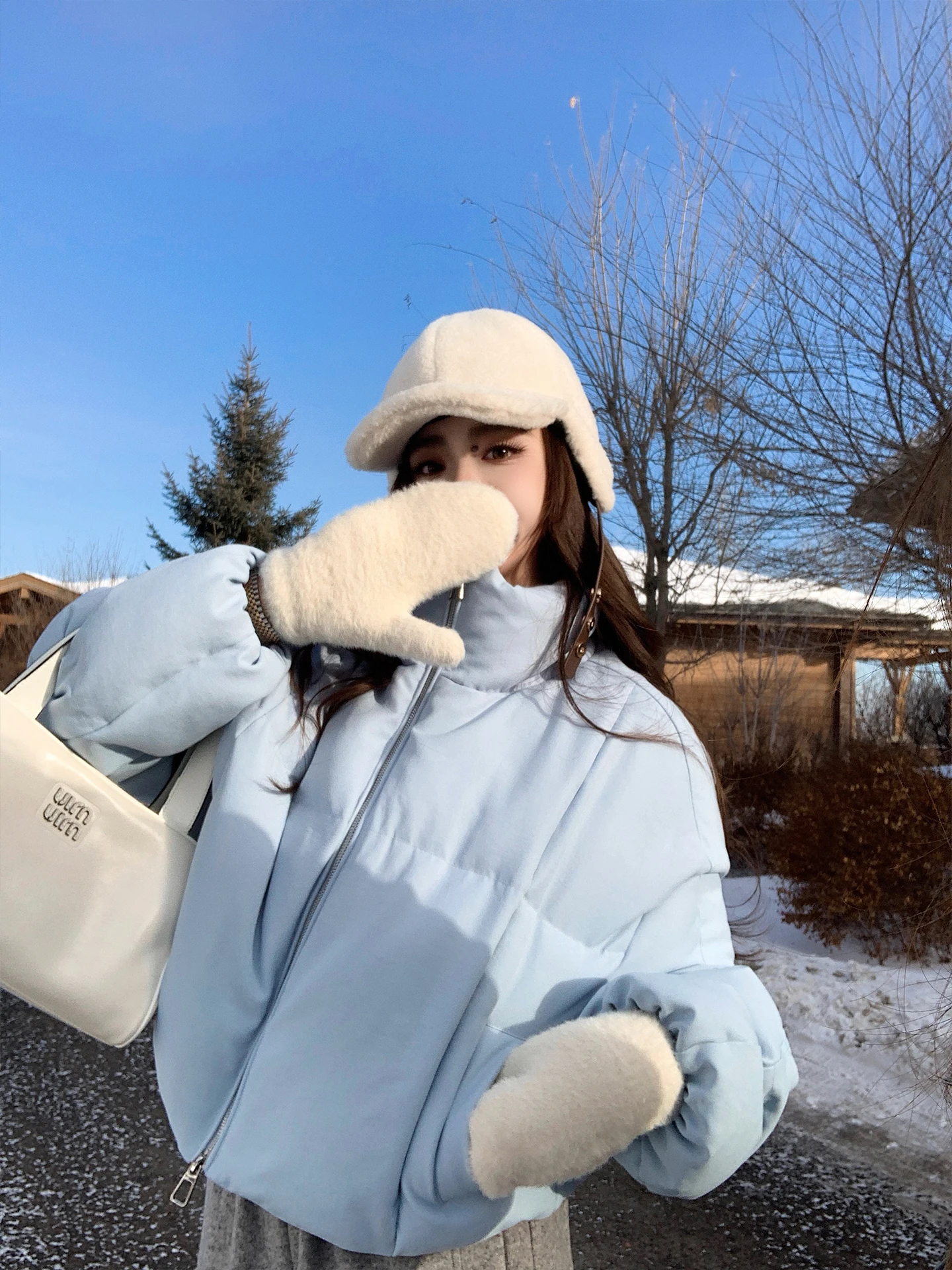 

Lilylikes Hot Little Goose Bag High Loosen Geese down Jaet ort Warmth Women's Casual Sle Loose Fit