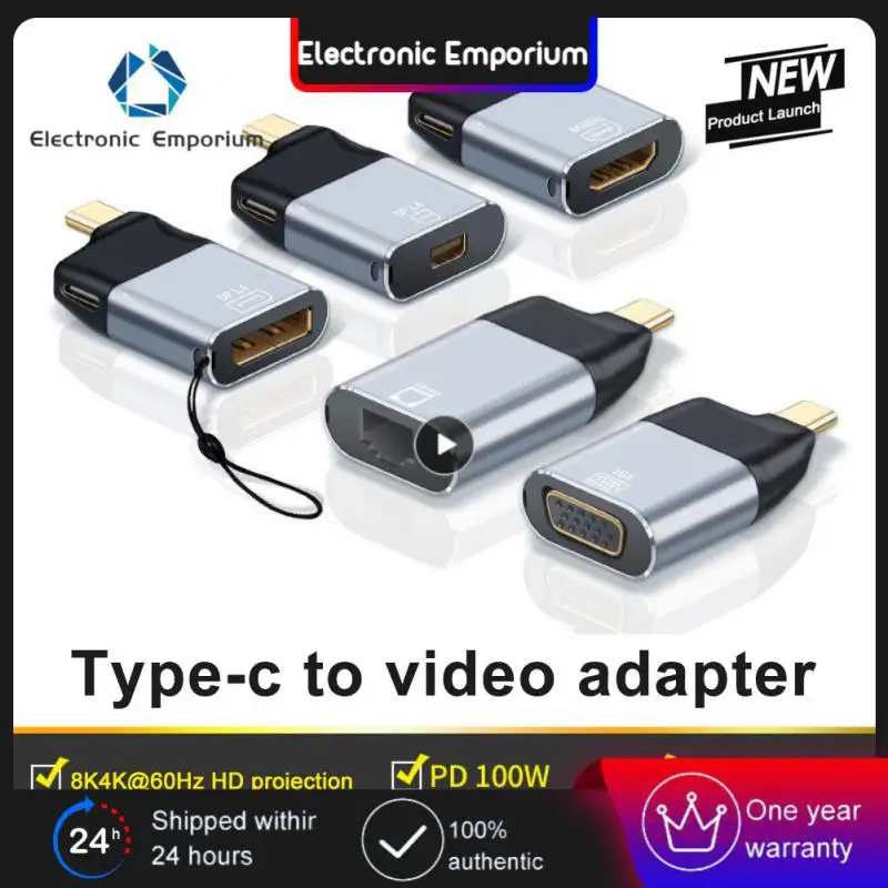 Mini Adapter Type C To HDMI-compatible/Dp/VGA Adapter USB Type C PD 100W Cable 4K Converter For Phone PC Laptop