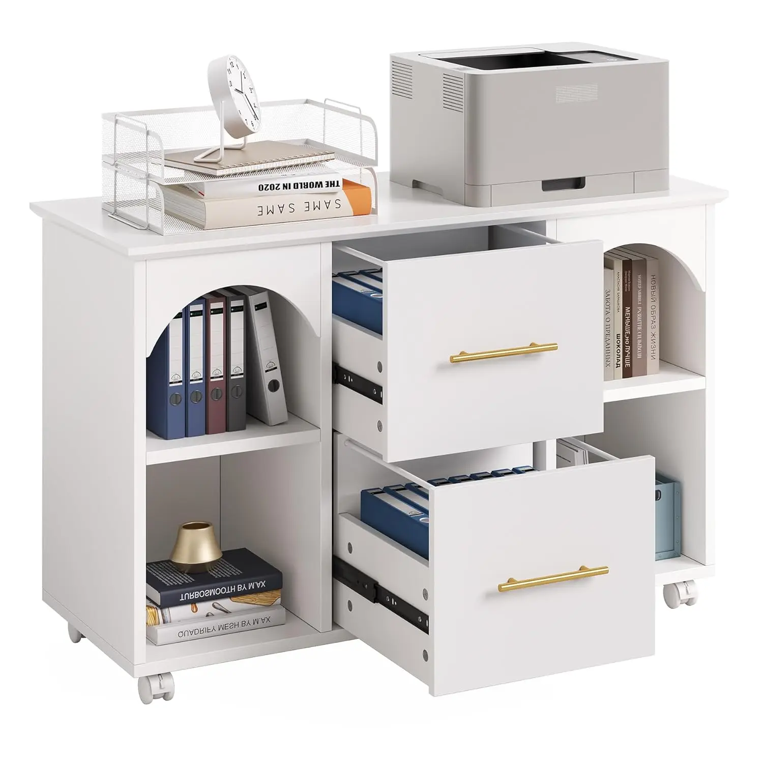 

2 Drawer Rolling File Cabinet For Home Office, 39-Inch Lateral Filing Storage Cabinet On Wheels Fits, Customized