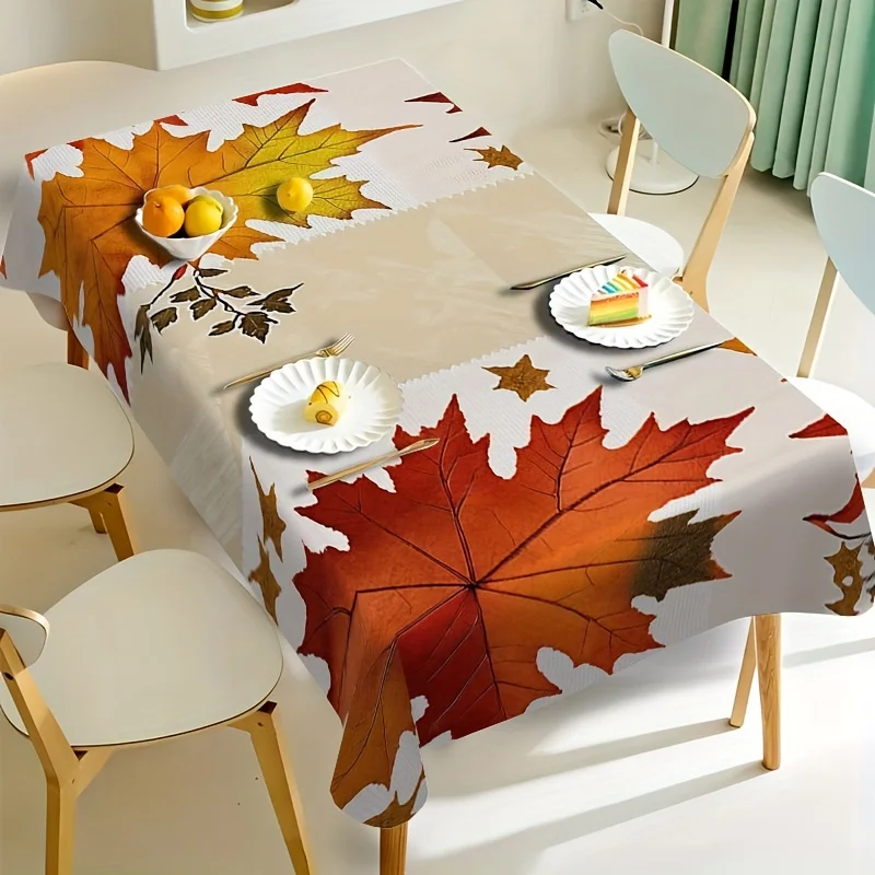 1pc tablecloth, elegant autumn maple leaf printed tablecloth, red,zyc