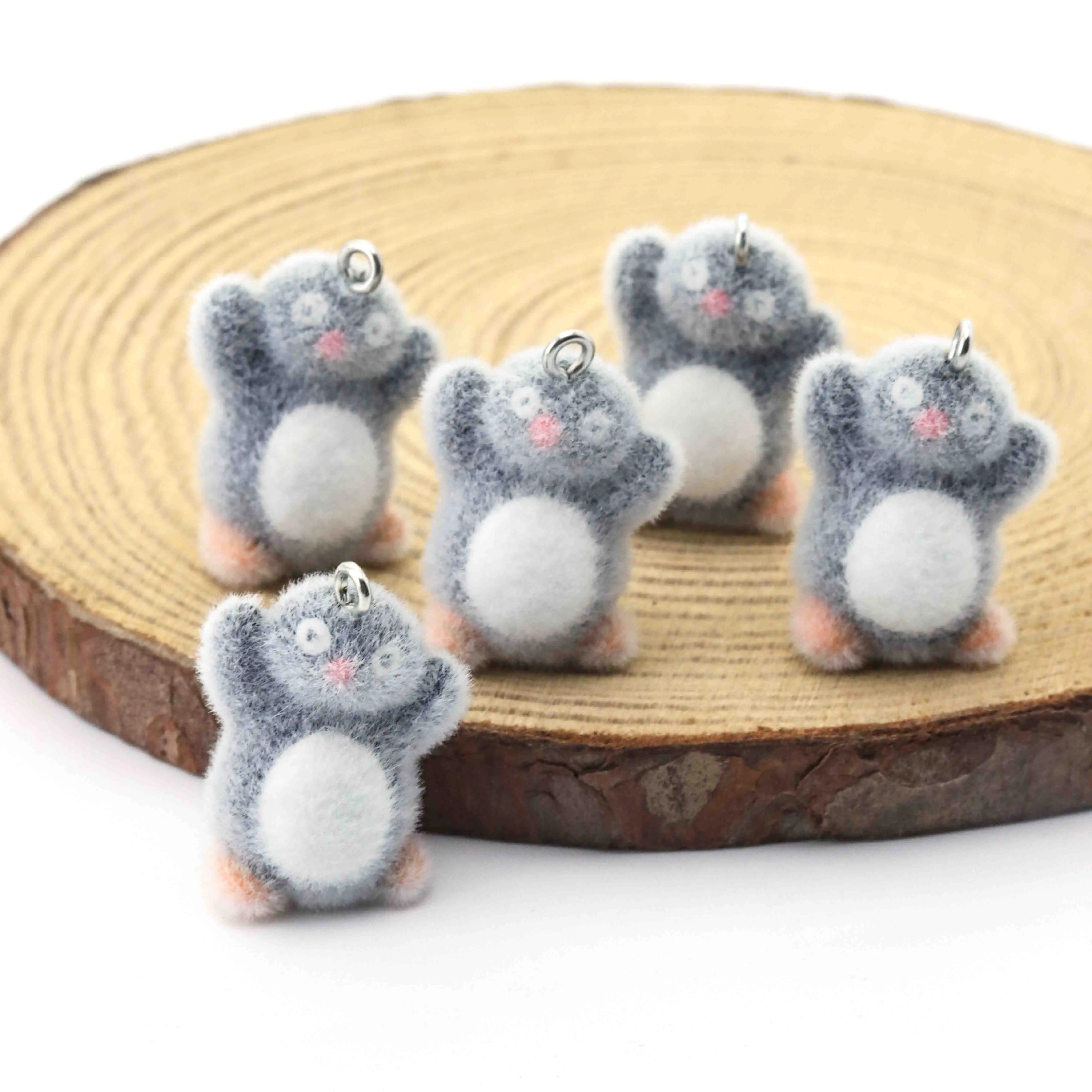 

10pcs Resin Flocking Charms Penguin Pendant for Jewelry Making Keychains Mobile Phone Chains Backpack Decoration Accessories