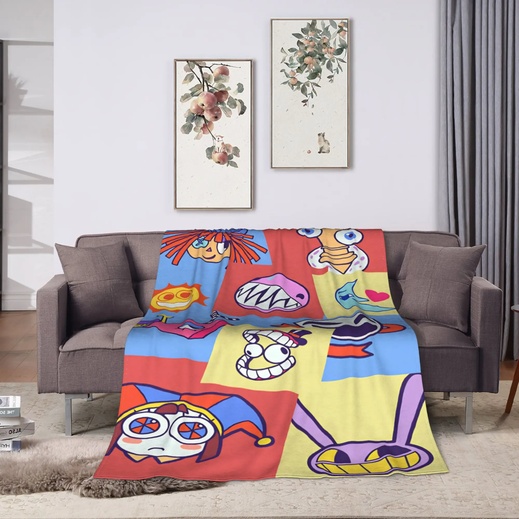 the amazing digital circus Blanket Plush Bedding Throws For Couch Chair Sofa Bed Travel Office Flannel Bedspread Bed Cover