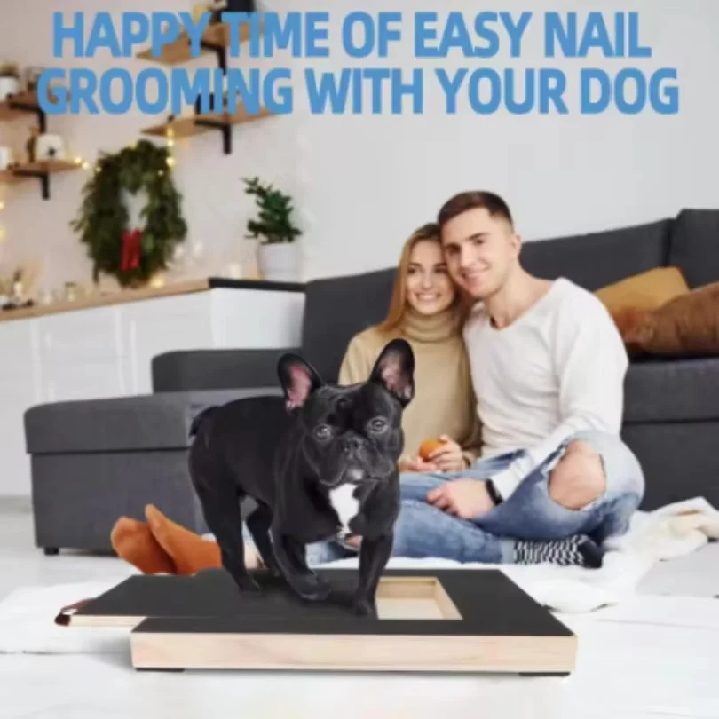 Wooden Pet Scratching Board for Dogs with Built-in Treat Box Nail Trim Pad Pull-Out Design Sandpaper Surface Scratch Toy