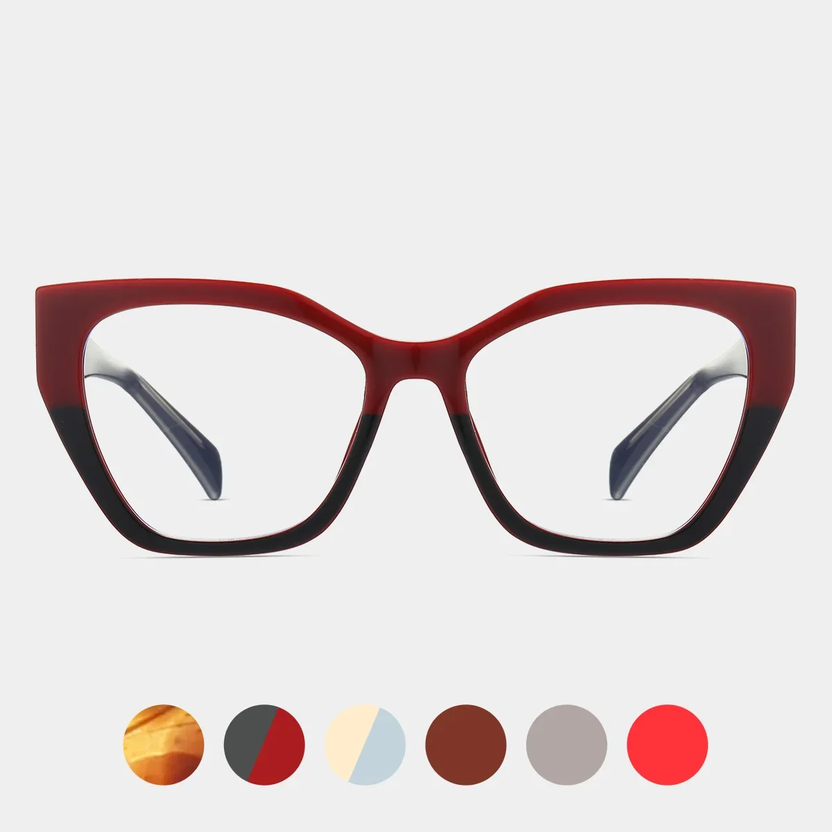 Luxury Brand Designer Women Fashion Cat Eye Anti Blue Light Glasses Double Color Large Frame Lady\'s Prescription Eyewear Frames