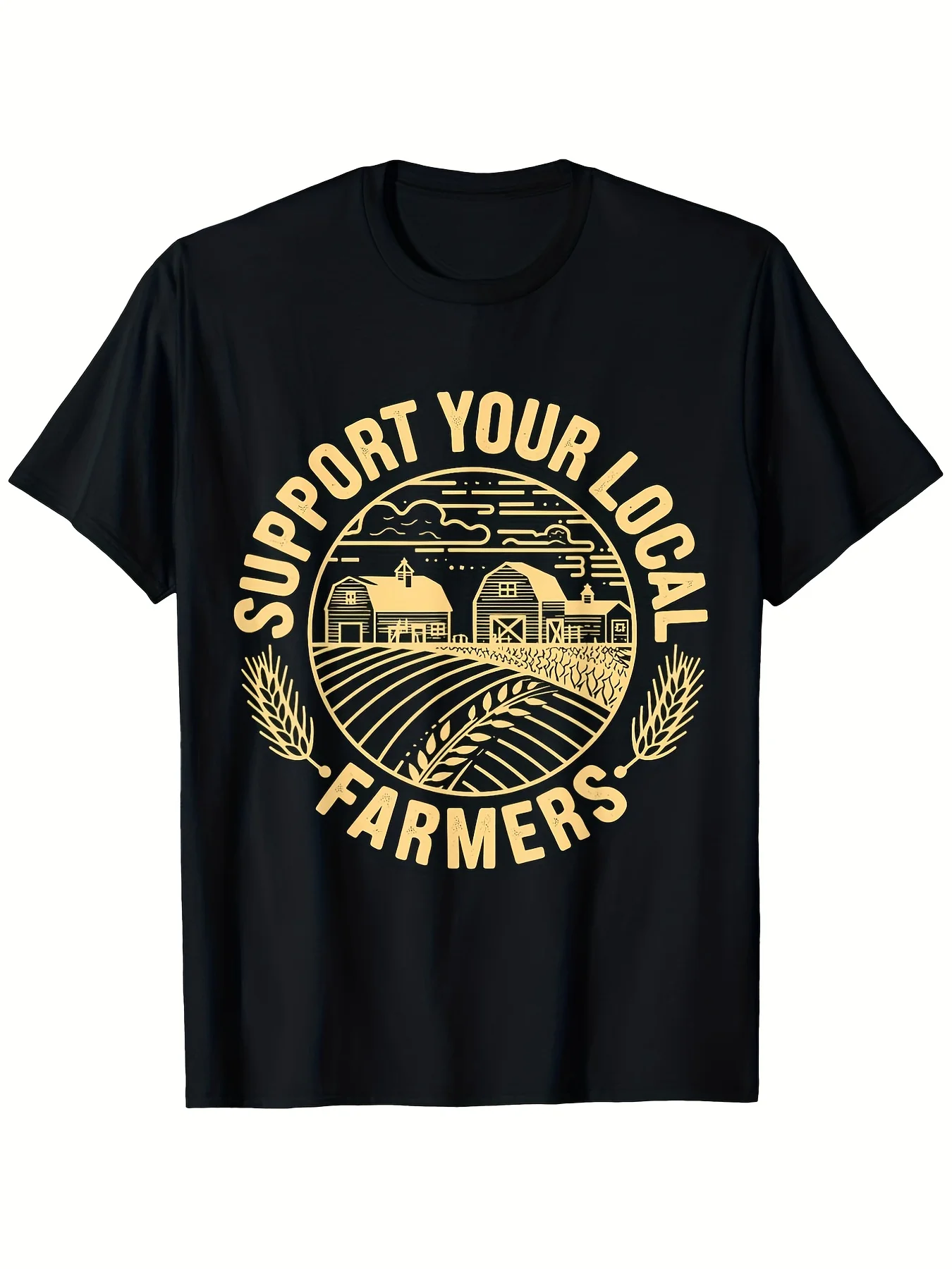 Retro Agricultural Support Tee for Local Farmers, National Trade Market Week Shirt, Made of 100% Pure, Perfect Gift for Men, Women, Dads, Moms, And Friends, Available in Large Sizes from 1XL to 5XL, Black Color