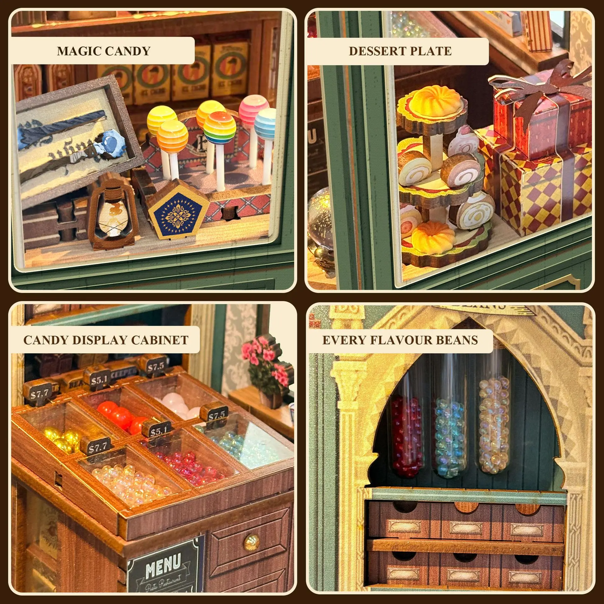Magic Candy Shop DIY Puppenhaus Miniaturhausmodell – handgefertigtes Spielzeughaus-Bastelset zum Zusammenbauen, Geschenk, kreatives Miniatur-Bauset