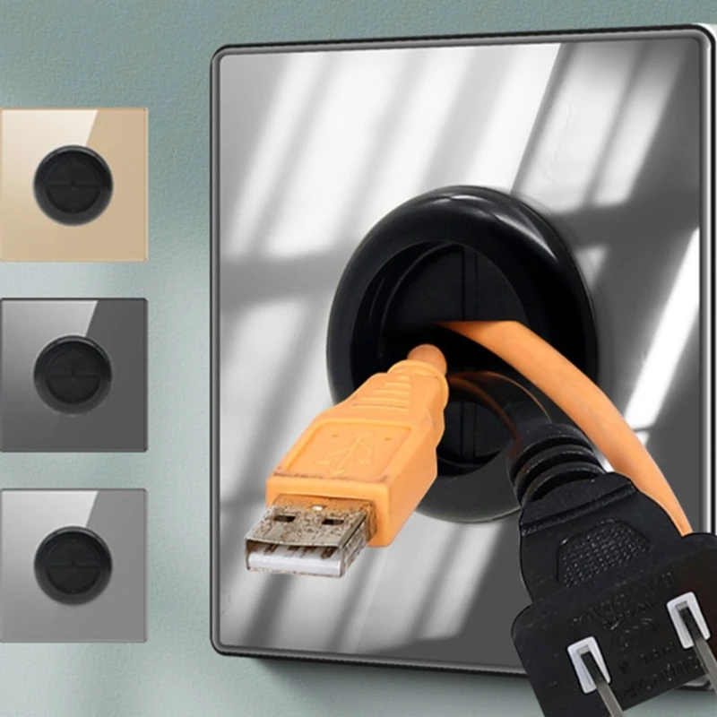 White-Wall Plate Cable Tidy-Wall Outlet with Adhesive Pad Decorative Cable-Organizer Storage Cable for Bedroom Home Drosphip