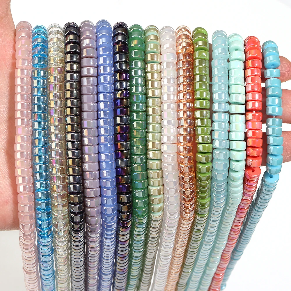 Apx 110 Stück/Strang 3x6mm UV-beschichtete farbige Glasperlen, lose Abstandsperlen für Schmuckherstellung, DIY-Anhänger, Armband, Halskette