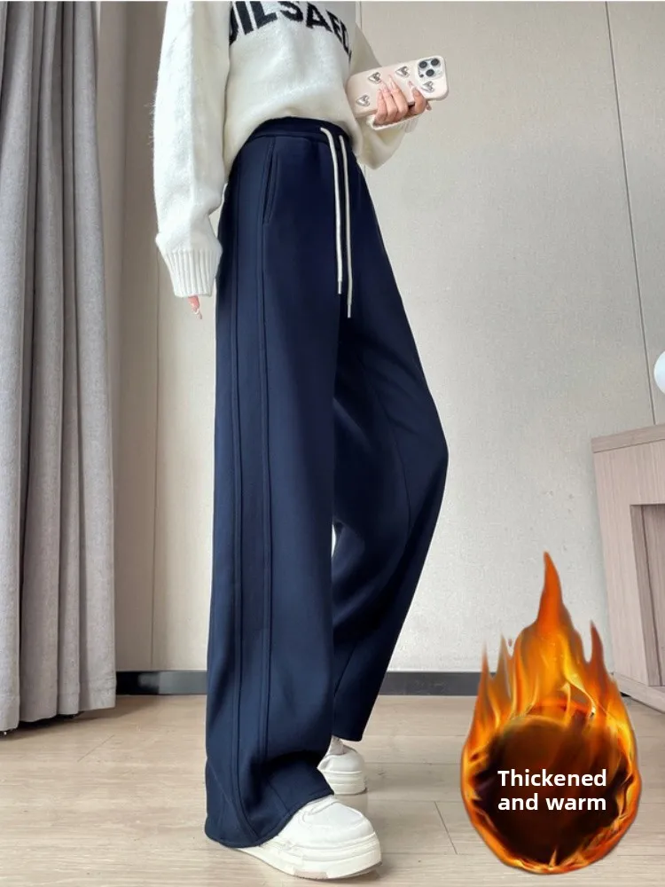 Pantaloni sportivi larghi a gamba dritta Pantaloni da donna k Blue Banana a gamba larga Pantaloni casual americani Sle Primavera Autunno Inverno Vita alta...