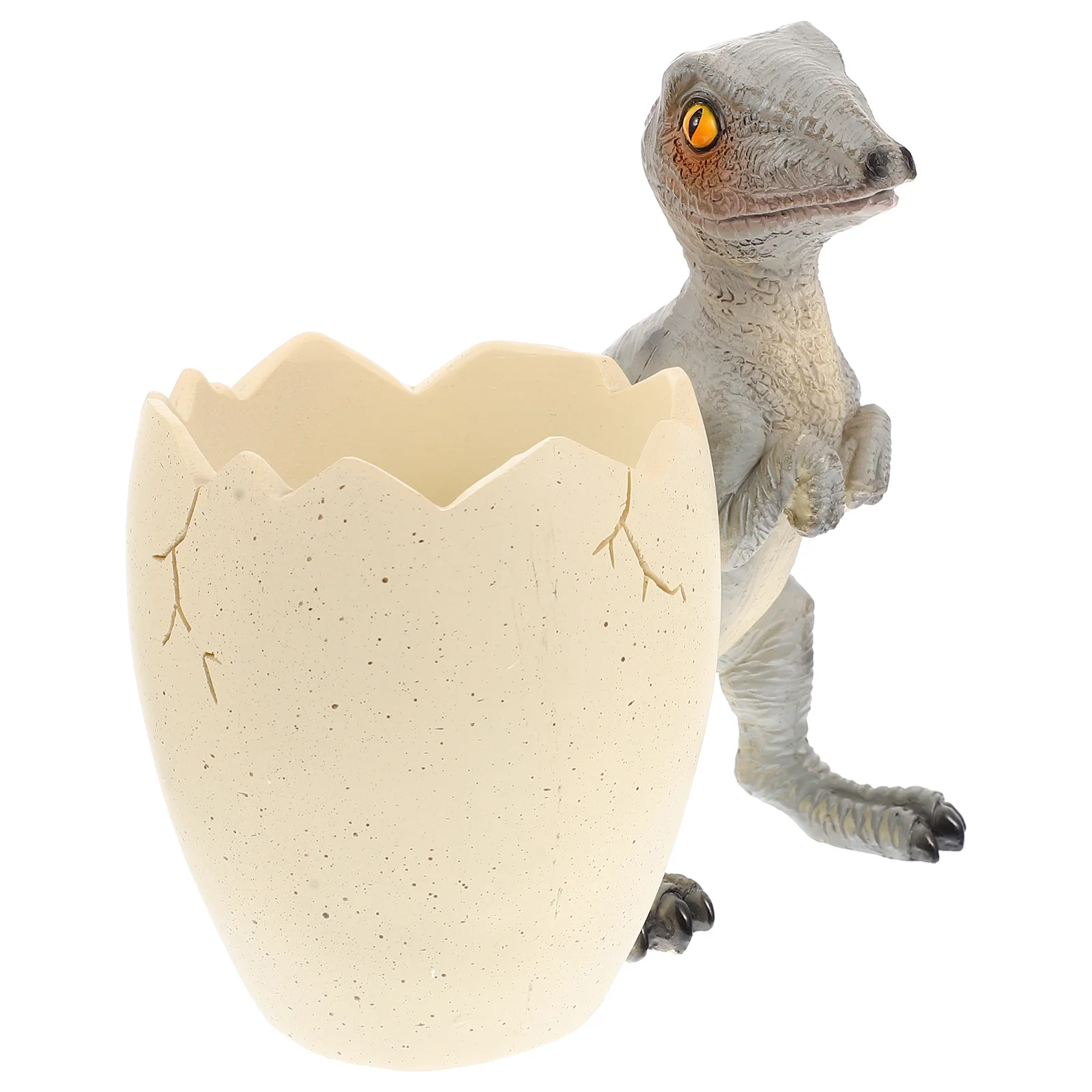 حامل أقلام ديناصور قوي من الراتنج على شكل بيضة، منظم سطح المكتب للاستخدام المنزلي والمدرسة والمكتب #5