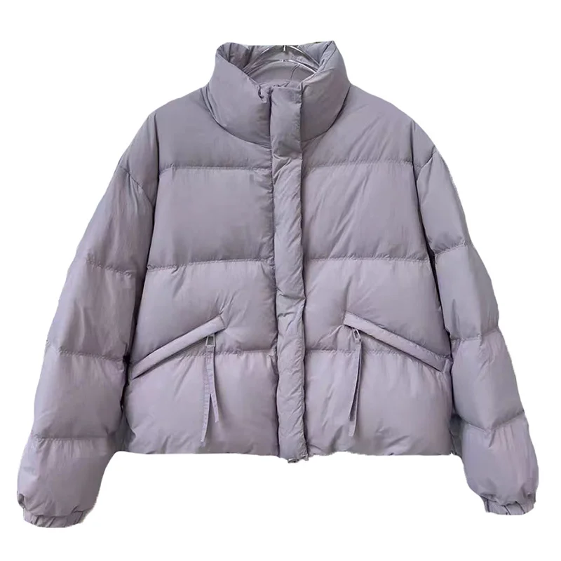 여성용 숏 다운 재킷 2025 겨울 신상품 달콤하고 슬림한 푸퍼 코트 두꺼운 보온 아우터웨어 트렌디