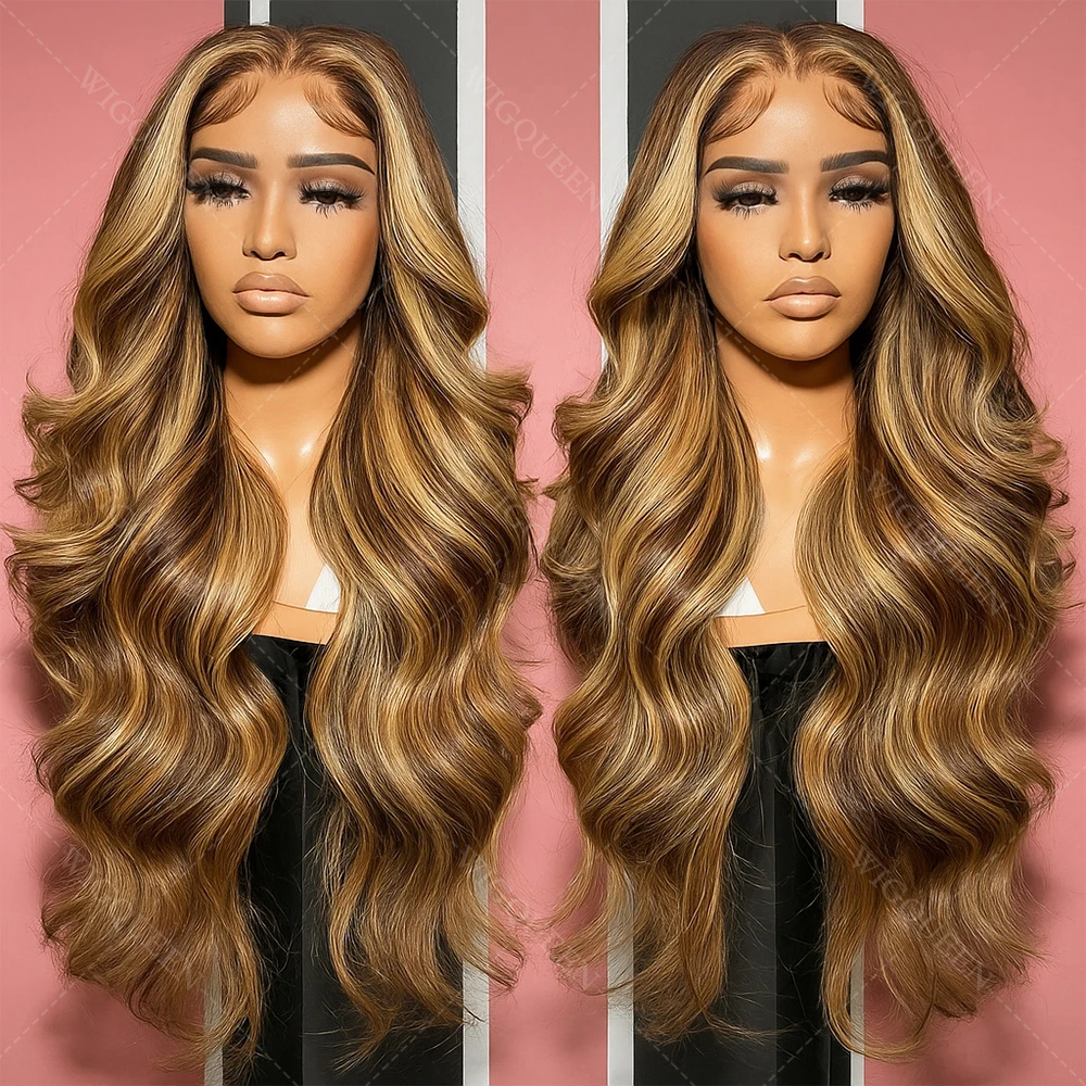 

Обновление 4/27, блондинка, мелированный парик, парики спереди, 30 дюймов, объемная волна, 13x4 HD, парики спереди, человеческие волосы, предварительно выщипанные с детскими волосами