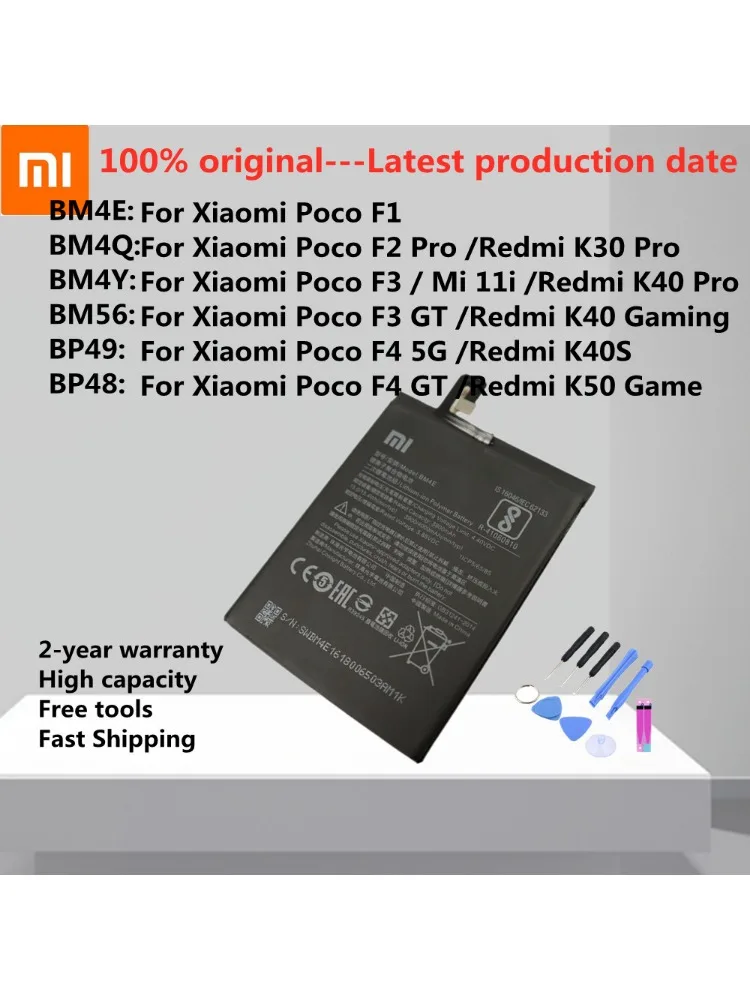 Batterie d'origine haute capacité pour Xiaomi Redmi K50 jeu K40S K40 Gaming/Redmi K40 30 Pro Mi Poco F4 F3 GT 5G F1 F2 Pro batterie