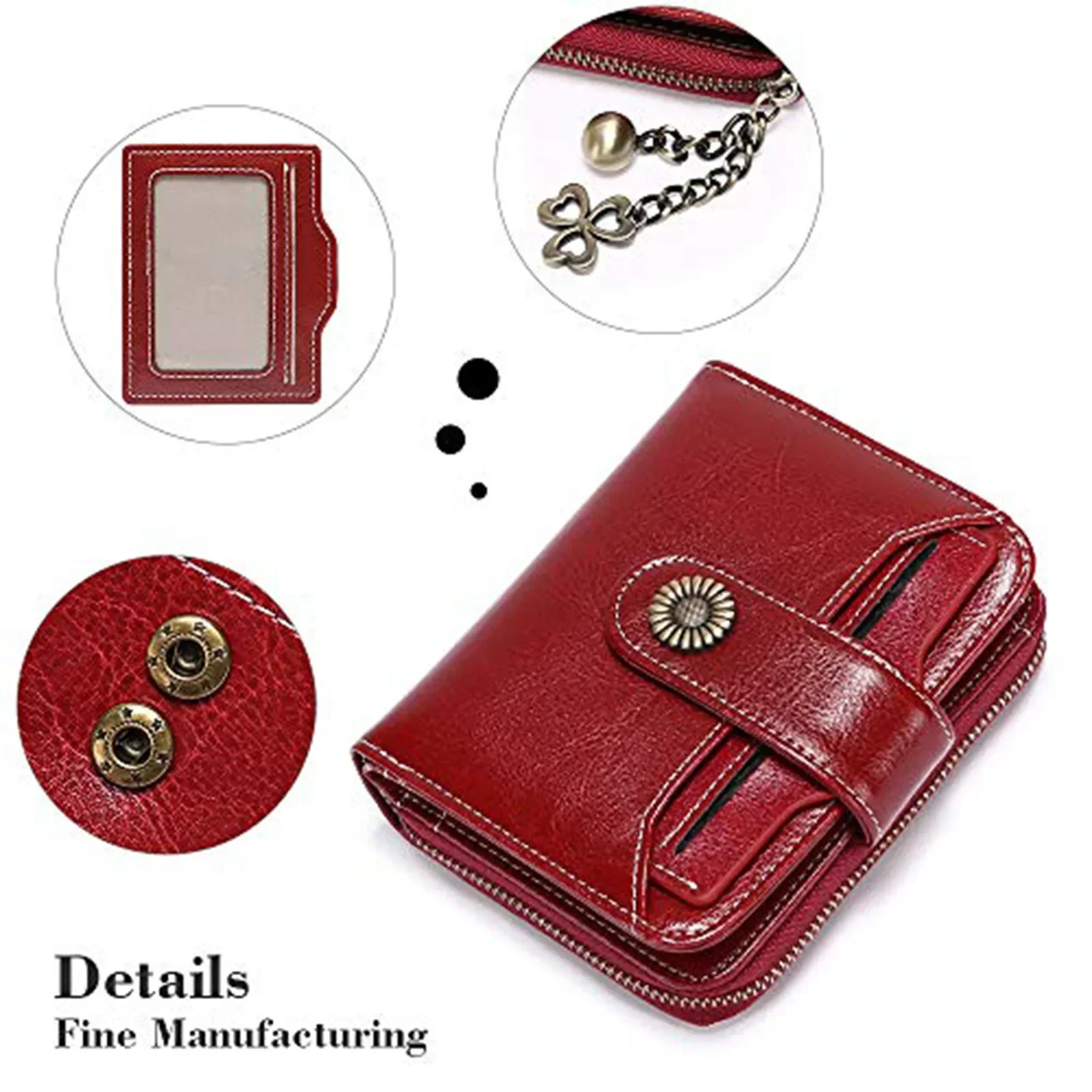 Women Short Genuine Cow Leather Wallet Vintage Real Leather Small Purse Coin ID & Card Holder Split Leather Money Clip 8Z