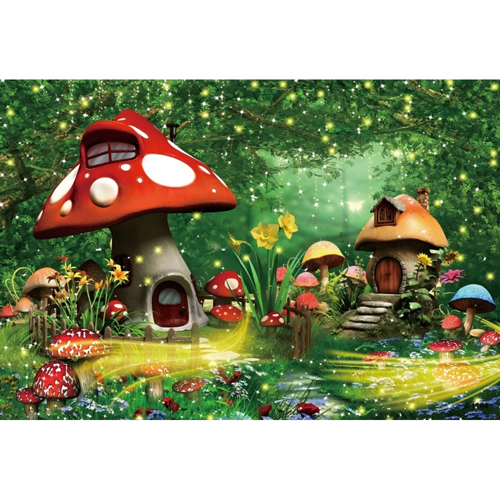 ฉากหลังเห็ดอาบน้ำเด็กถ่ายภาพของตกแต่งปาร์ตี้วันเกิดแรกเกิดภาพถ่ายป่าฝันพื้นหลัง