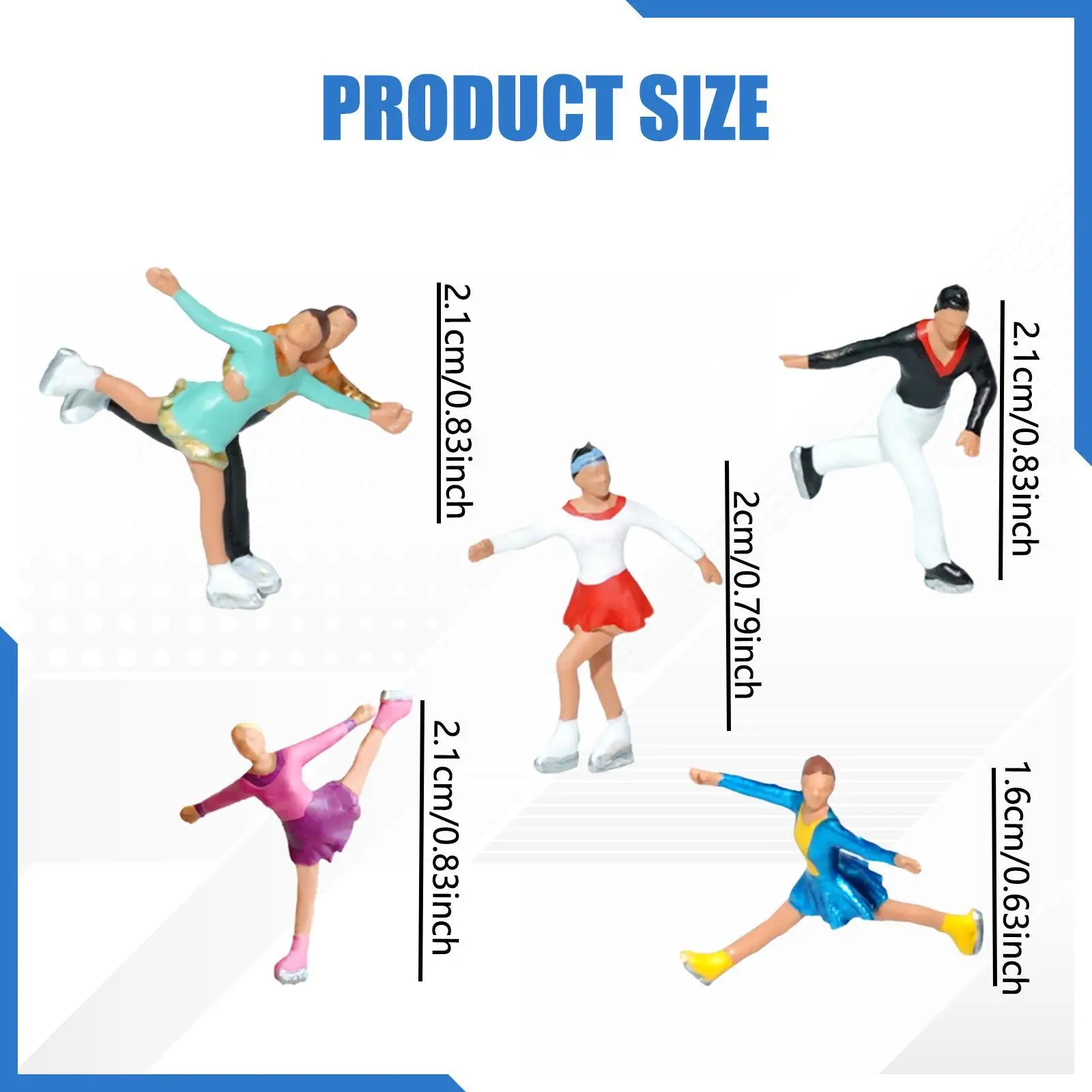 5 قطع بمقياس 1:87 شخصيات مصغرة وحلي للتزلج على الجليد نماذج تماثيل صغيرة للأشخاص #6