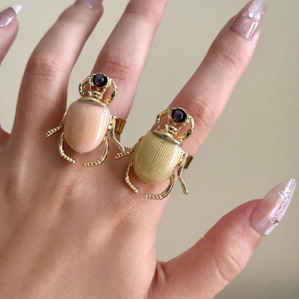 Punk Stil Käfer Öffnung Ring Emaille Einstellbare Retro Insekt Ring Macaron Farbe Schmuck Zubehör Emaille Käfer Ring