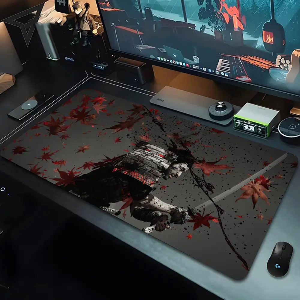 G-Ghost of T-Tsushima creative method Mouse Pad Lockedge Office Computer Desk Mat Table Keyboard Big Mouse Pad Laptop Cushion