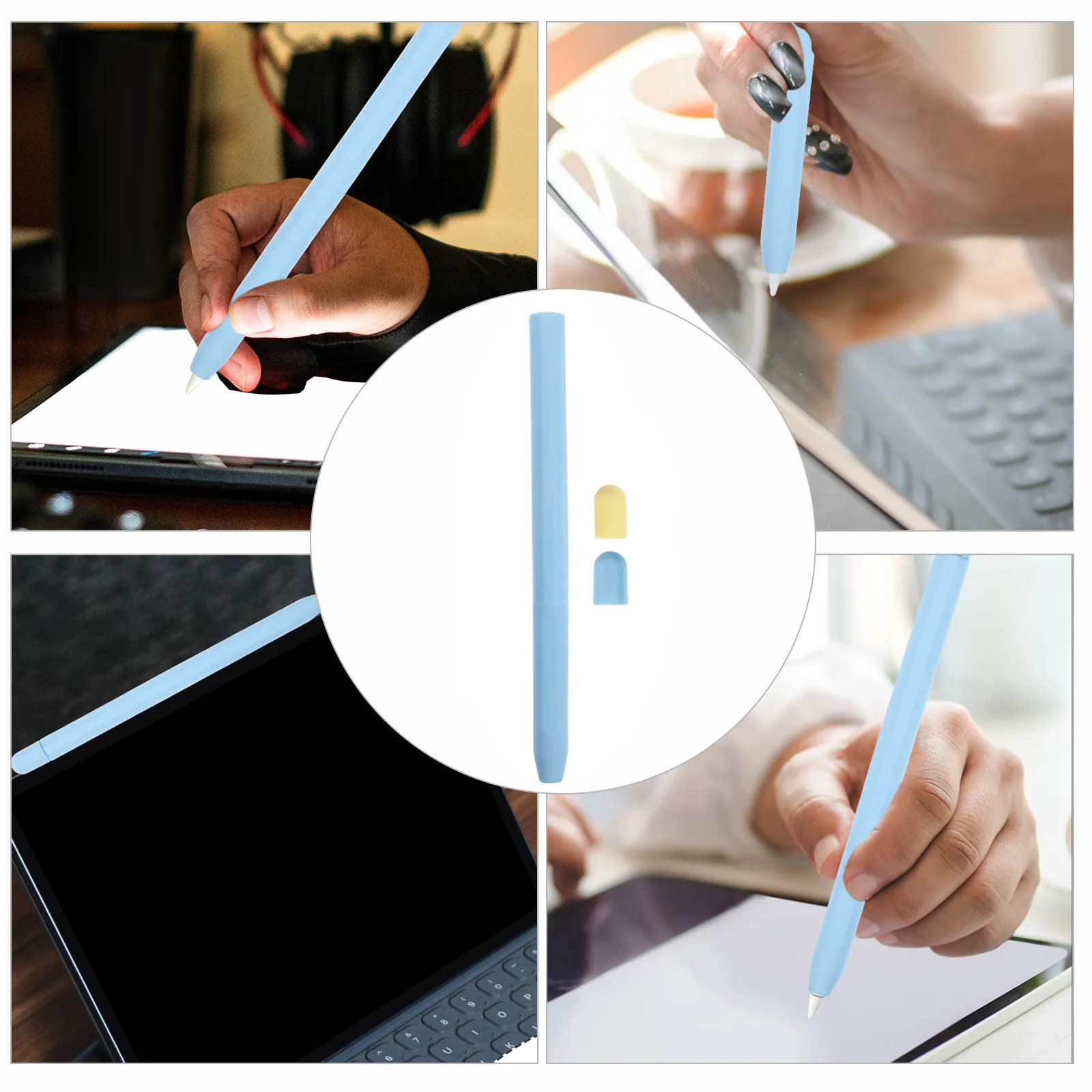 Premium Silicone Stylus Pen Protective Sleeve Anti-Slip Non-Slip Design Prevents Rolling Falling Damage for Pencil 2