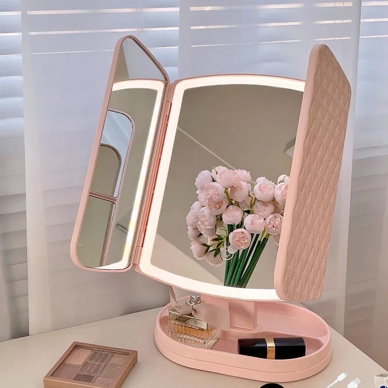 

Makeup Led Nordic Mirror Rganizer Travel Aesthetic Kawaii Smart Mirror Luxury Compact Small Espelhos Decorativos Decoration Home