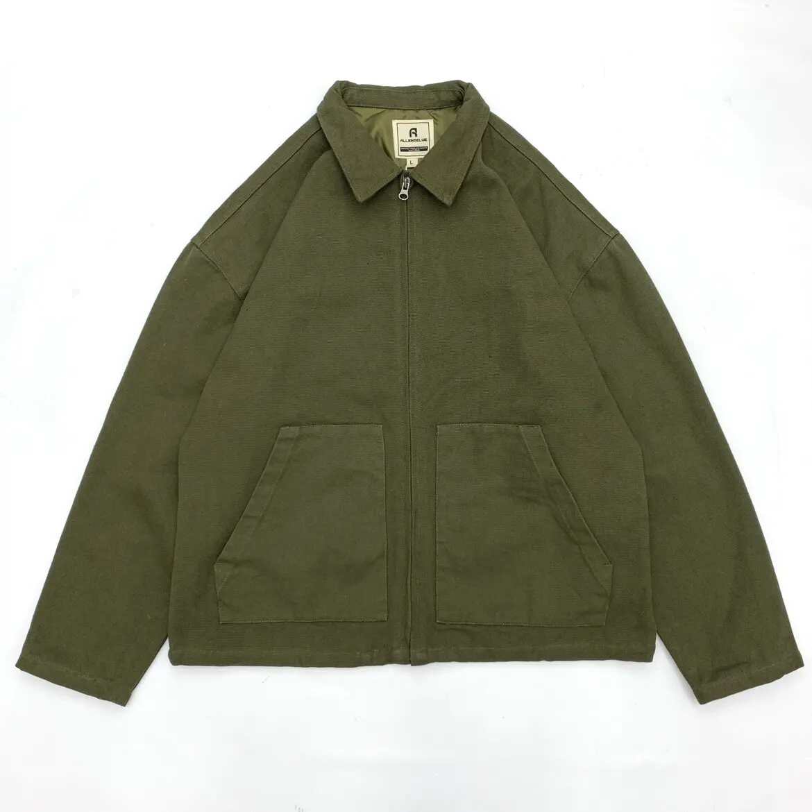100% Cotton Washed Heavy Canvas Workwear Jacket for Men Washed Cotton Zip Front Loose Fit Amekaji American Vintage Fall Outwear