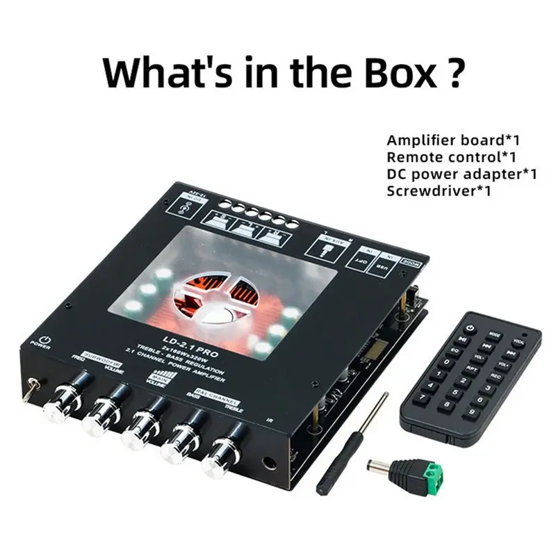 ABGI-AUX Eingang 2.1-Kanal Bluetooth-Verstärkerplatine 320W Hifi-Subwoofer-Audio-Verstärker mit Höhen- und Bassregelung DC 12/32 – Detail 7