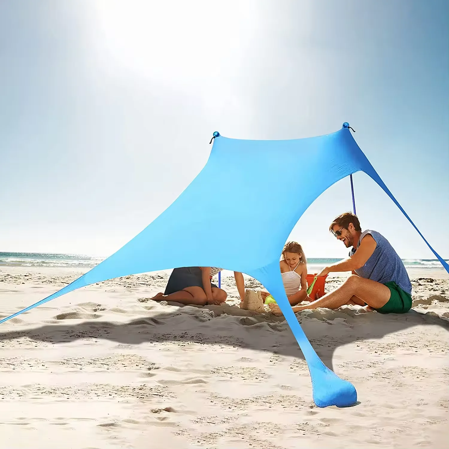China Manufacturer Upf 50+ Light Sunshade Pop up Beach Tent Camping Outdoor Shade Beach Tent Sun Shelter With Sand Shovel