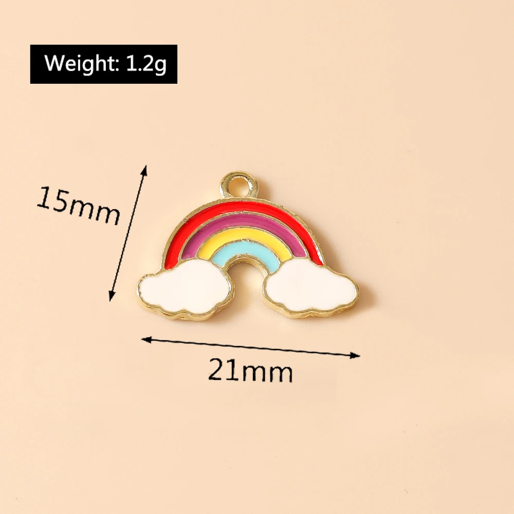 Leslie 10 Stück Mix Niedliche Emaille-Stern-Wolken-Regenbogen-Anhänger für DIY Armband Halskette Ohrringe Schmuckherstellung Handgemachtes Kunsthandwerk – Detail 16