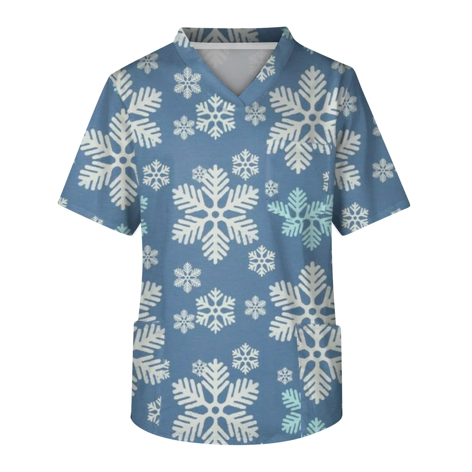 أعلى الأكمام قصيرة تنفس للطبيب والممرضة ، زي عيد الميلاد ، البلوزات الطبية ، ملابس العمل المطبوعة الكرتون ، قميص القطن ، قميص فرك