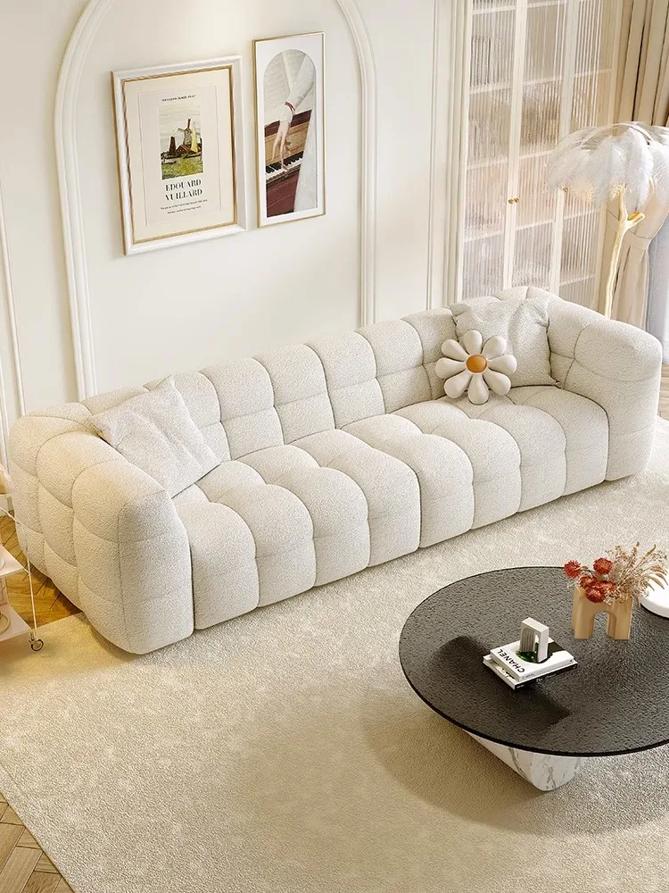 

Marshmallow sofa cream style modern simple small apartment combination living room net celebrity inline lamb fleece fabric sofa