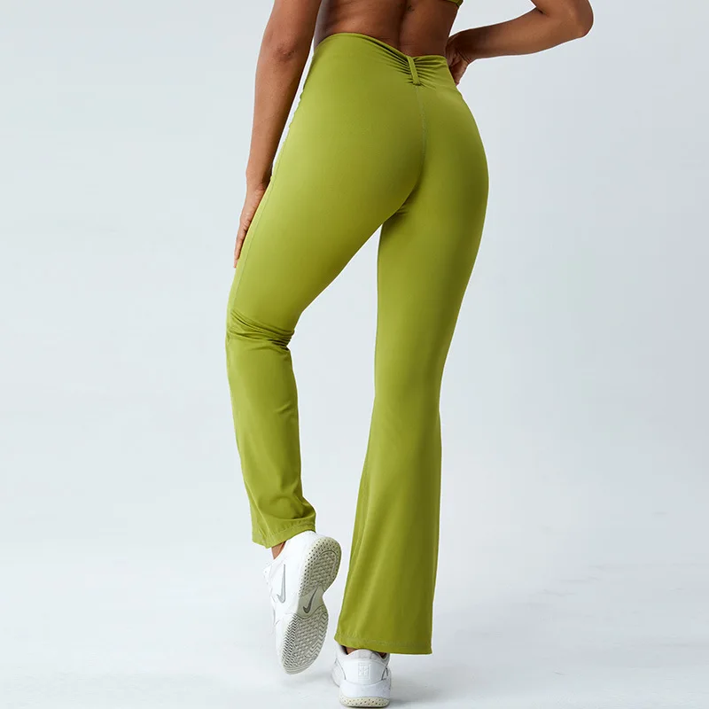 

Antibom Nude Slim Flare Yoga Leggings Women's Leisure Micro Ra Wide Leg Pants High Waist Hip Lifting Sports Fitness Pants