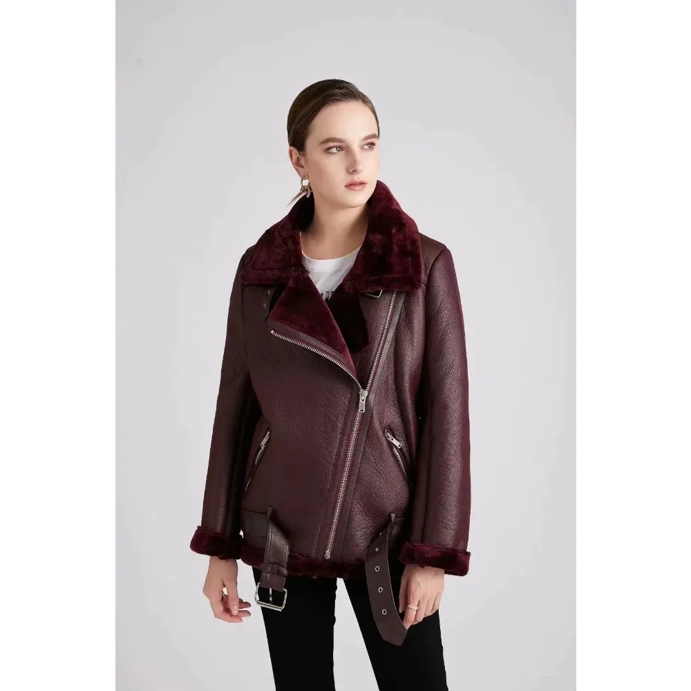 Donne autunno inverno nuova pelliccia integrata giacca termica cappotto ecopelle a maniche lunghe risvolto imbottito caldo Chic capispalla femminile