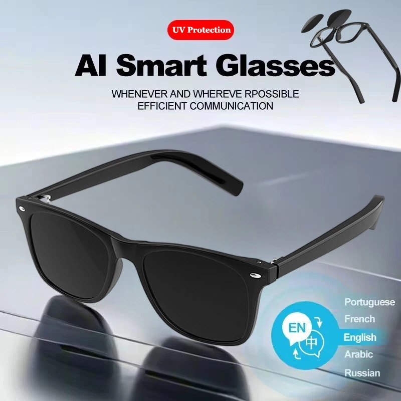 

Smart Glasses Wireless Bluetooth Sunglasses Built-in Microphone Speakers Touch & Voice Assistant Compatible Glass for Men Women