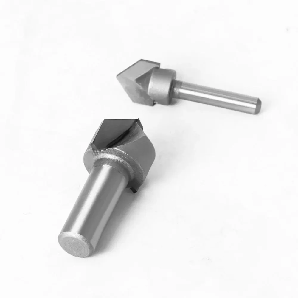 1PC 1/2" 12.7MM 1/4" Shank Milling Cutter Wood Carving Wood 90 Deg V Type Slotting Cutter Tungsten Woodworking Carving Tool