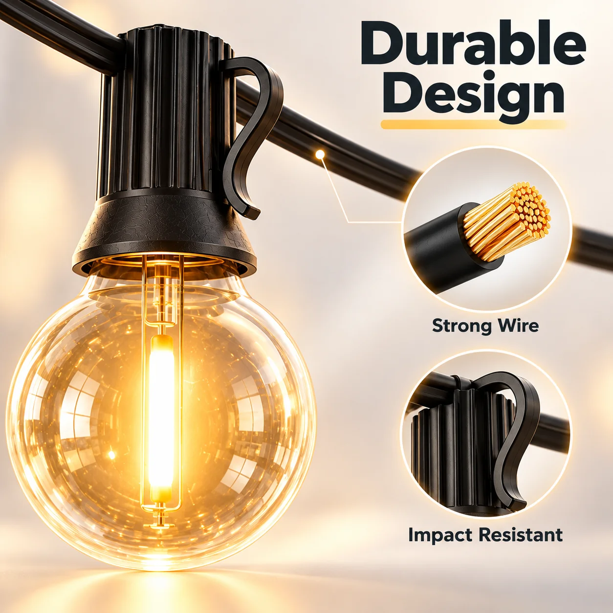 Vintage Edison String Lights USB Round Globe Bulb Festoon Lights 30LED 8 Modes for Patio Garden Pergola Party Wedding Christmas