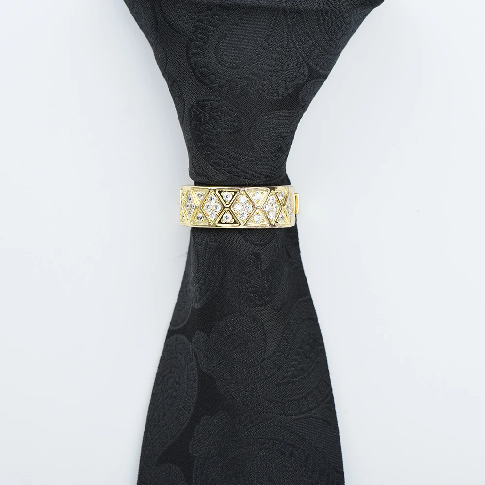 ICEYY pinces à cravate polyvalent losange anneau de cravate pour homme luxe Zircon incrusté boucle anneau de mariage affaires hommes bijoux accessoires