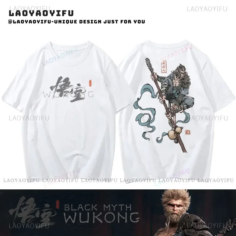 Black Myth Wukong Printing T Shirts 2024 New Fashion Short-sleev Tee Negative Distinctive Homme T Shirt Hipster Cotton T-shirt