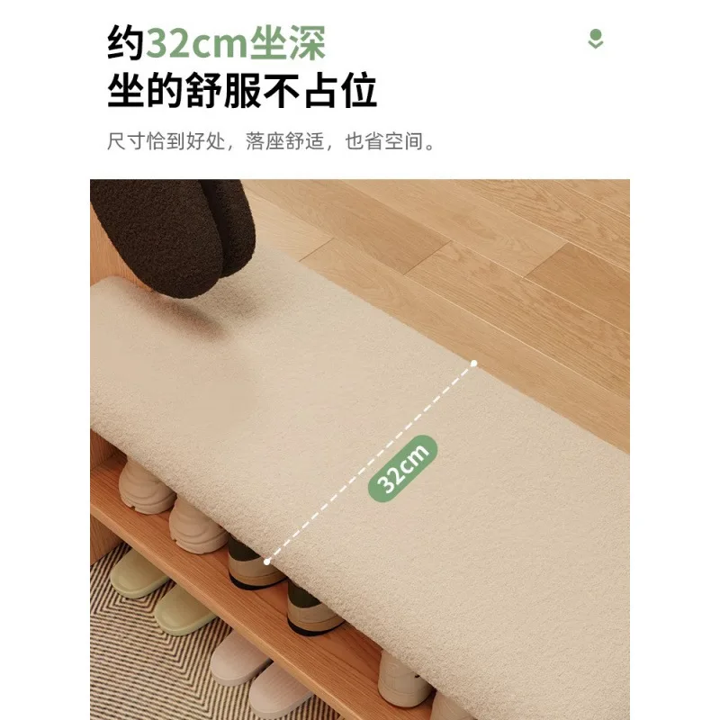 Tabouret à langer en bois massif, porte étagère à chaussures domestique dans le siège d'armoire de maison, tabouret à chaussures intégré