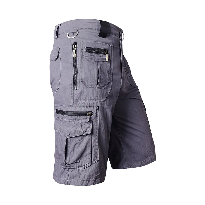 Men Pants Summer Shorts Loose Straight Multi-Pocket Cargo Shorts 100% Cotton Trousers Casual Running Sport Men\'s Overalls S-5XL