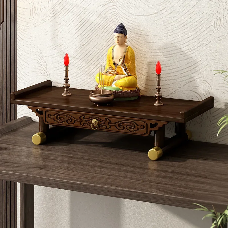 Wall Mounted Buddha Niche Small God of Wealth Shrine New Chinese Style Non Solid Wood Bodhisattva Offering Base Incense