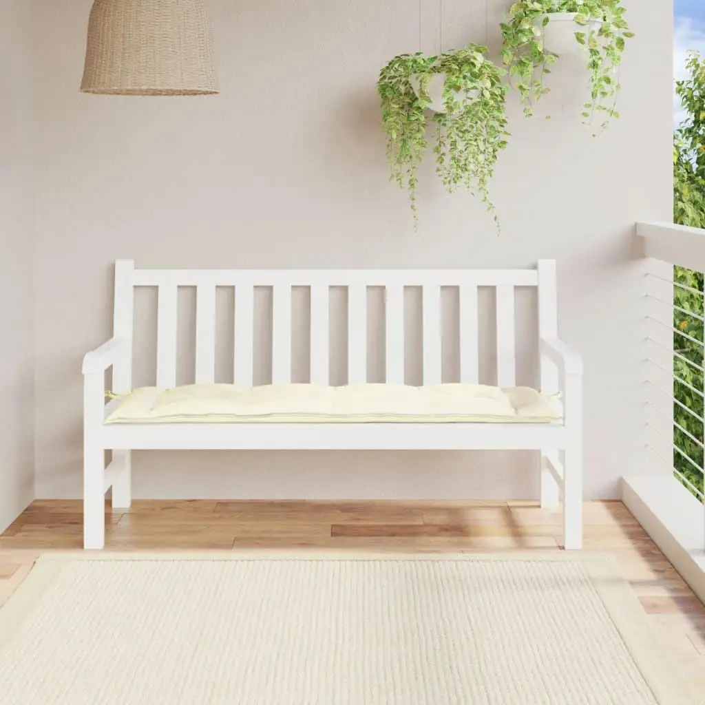 Soft Cream White Garden Bench Cushion 59.1x19.7x2.8 Outdoor Oxford Fabric Comfort