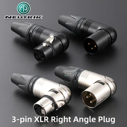 Neutrik 3 polak kątowy Audio XLR Cannon sygnału kabel wagi złącze metalowa obudowa w kształcie litery L złoty platerowana wtyk męski NC3FRX-B