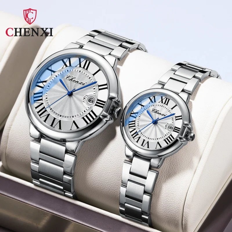 CHENXI 039 Lovers Quartz Watch Top Brand Minimalist Fashion Steel Strap Date Men And Women Wristwatches for Couple Watches Gifts