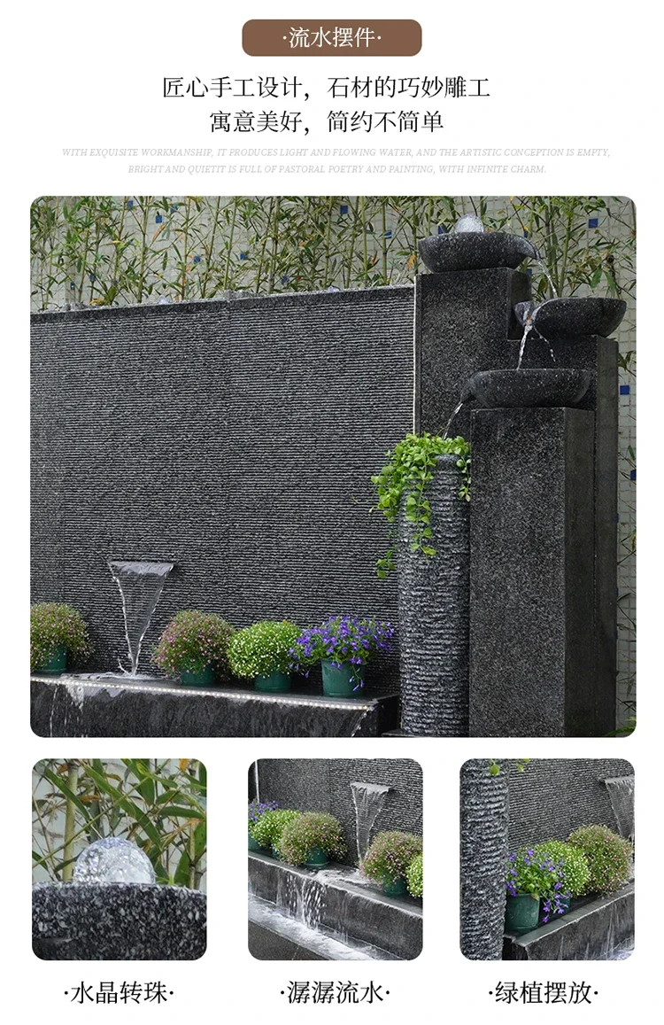 ZC Stone Water Curtain Wall Screen Outdoor Courtyard Shadow Wall Landscape Recirculating Water Feature Fish Pond